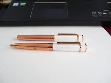 White Enamel and Rose Gold Pen Set