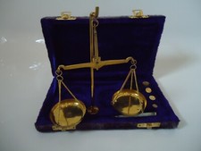 Small Set Brass Scales In Blue