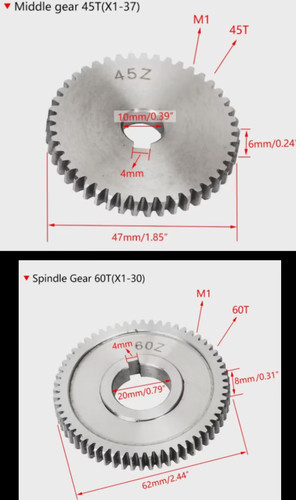 2pc change gear set - gear, sieg