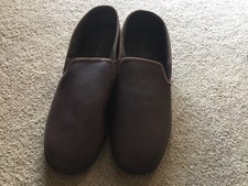Free-step Mens Brown Slippers Size 11 Leather Look