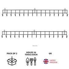 2x LONG GARDEN TOOL RACK HOLDER WALL MOUNTED HOOKS SHED GARAGE TIDY HANGER RAIL