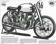 NSU 250 dohc twin racer TT 1952 framed picture free p&p UK