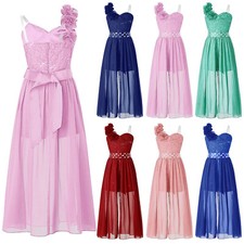 Kids Girls Sleeveless Dance Dress Lace Wedding Party Proms Party Maxi Ball Gown