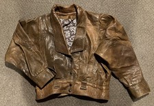 Vintage ladies Brown Leather Bomber/ Biker Jacket. Size 14/ 16. Paisley lining.