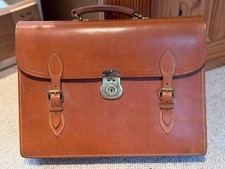 Swaine Adeney Papworth Classic English Document Briefcase Bridle Leather Tan VG