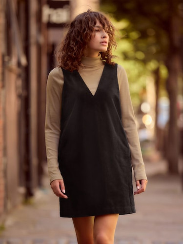Black corduroy pinafore mini - black,
