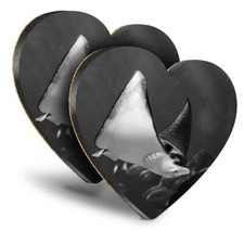 2x Heart MDF Coasters - BW -