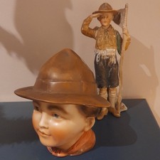 Antique German Boy Scout China Figure & Tobacco Jar