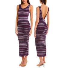 M Missoni, Metallic Striped Knit Maxi Dress, NEW W TAG, L INT 12 UK 8 US, Purple