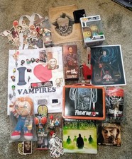 Horror/ Halloween Figures Mixed Bundle / Job Lot Pins, Stickers Funko, Lunchbox
