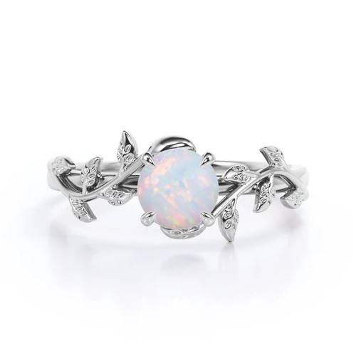 Opal anniversary ring leaf and - anniversary,
