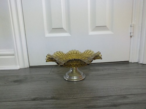 Vintage amber glass footed - vintage,