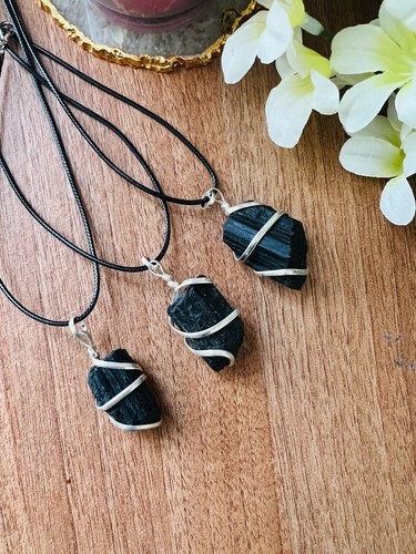 Raw black tourmaline crystal - tourmaline,