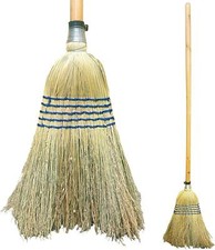 TRADITIONAL WOODEN STRAW CORN BROOM GARDEN SWEEPING STABLE YARD BRUSH