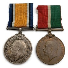 WW1 British War Medal & Mercantile Marine Merchant Navy Pair - MICHAEL MURPHY