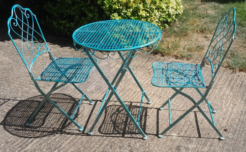 Turquoise teal metal garden - metal,