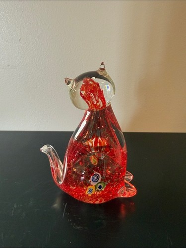 Art glass cat figurine - art,