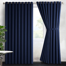 Thick Thermal Blackout Curtains Eyelet Ring Top Ready Made Curtain Panel Pair