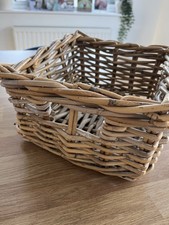 Small Woven Wicker Basket 28cm x 26cm x 15cm Deep, Storage Basket