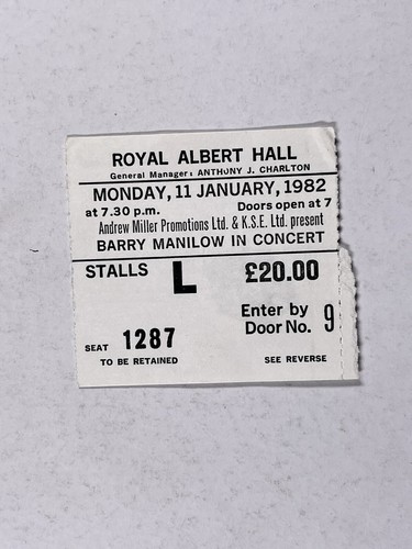 Barry manilow concert - barry, ticket