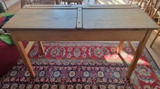 Double Size Vintage Child Desk, School Desk With Lifting Lids