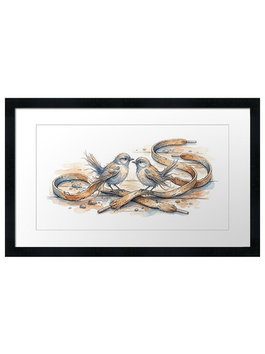Birds entwined with ribbon - birds,