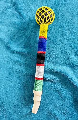 Beaded gourd rattle - rattle, shaker