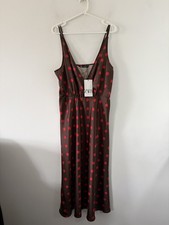 Zara Dress Brown Polka Dot Red
