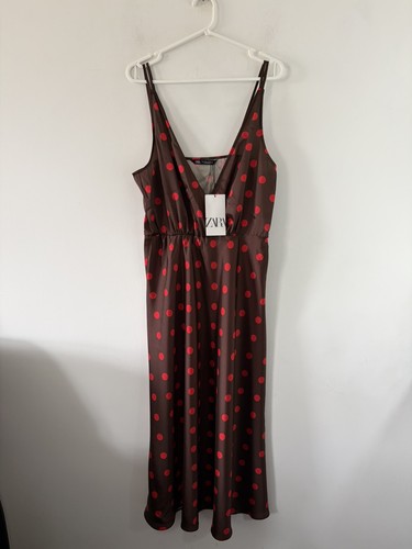 Zara dress brown polka dot - polka, red