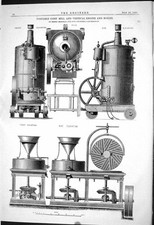 Old 1869 Portable Corn Mill Vertical Engine Boiler Machinery Marshall Victorian