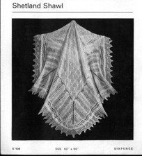 Knitting pattern copy 0708.  Baby shetland shawl.  60 x 60 inches 
