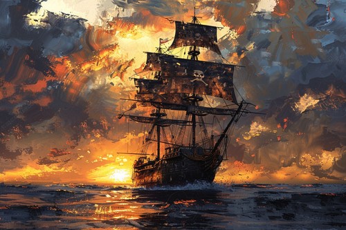 Pirate ship seascape canvas - seascape,