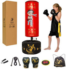 Kids Free Standing Boxing Punch Bag Junior Gloves Set  Adjustable Height