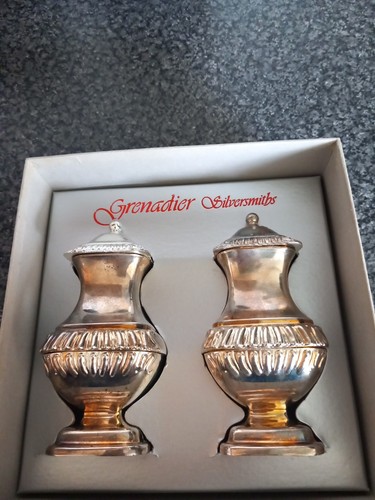 Silver plated grenadier cruet - plated,