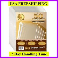 50 Count Diamond Clear Sheet Protectors, Anti Glare Coating, Standard Durable...
