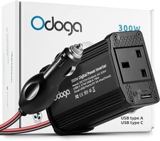 300W Car Power Inverter 12V to 240V USB-C USB-A Charger Plug Converter Adapter
