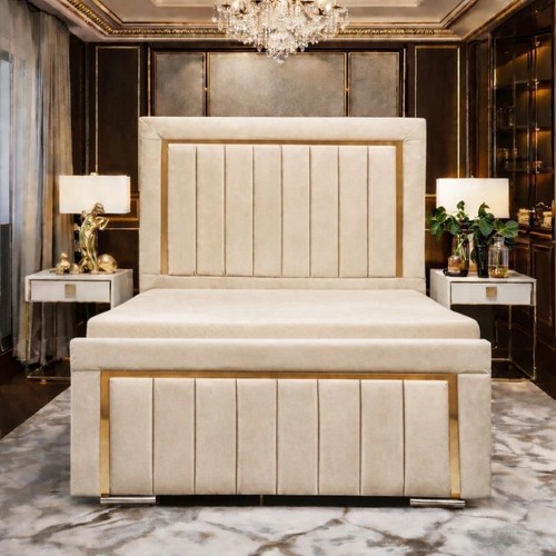 Double velvet ottoman bed - velvet,