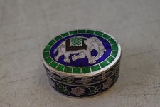 Vintage Silver & Enamel Oval Pill Snuff Box