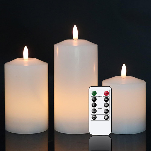 Flameless pillar candles white - pillar,