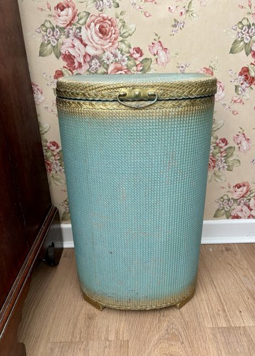 Vintage blue wicker laundry - vintage,