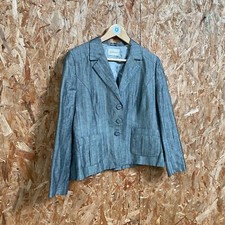 Minuet Grey Button Fasten Linen Blend Jacket Lined Blazer (UK 14 - EUR 40)