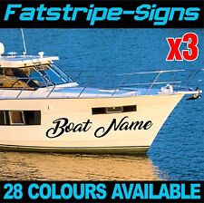 PERSONALISED BOAT NAME x3 VINYL STICKERS GRAPHICS DECALS CUSTOM YACHT HULL BOW