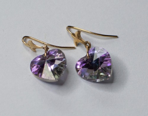 9ct gold crystal heart - gold, drop