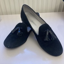 GIRLS RUSSELL&BROMLEY BLACK SUEDE SLIP ON SHOES WITH TASSELS, Size 32
