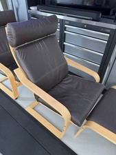 IKEA LIGHT WOOD AND BROWN LEATHER POÄNG CHAIR - SUPERB CONDITION