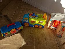 Toy Bundle Vetch Tool Box Car Transporter Firestation And Fire Engine