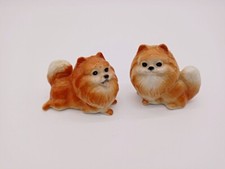 2 cute ceramics pomeranian dog
