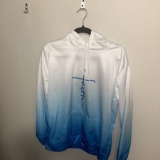 Blue/White Gradient “Faith” Silky Tracksuit