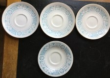 Vintage ROYAL DOULTON SAUCERS IN ‘HAMPTON COURT’ -Blue & Silver -Set Of 4