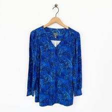 Ruth Langsford Jersey Tunic Blouson Top Size S Blue Peacock Feather